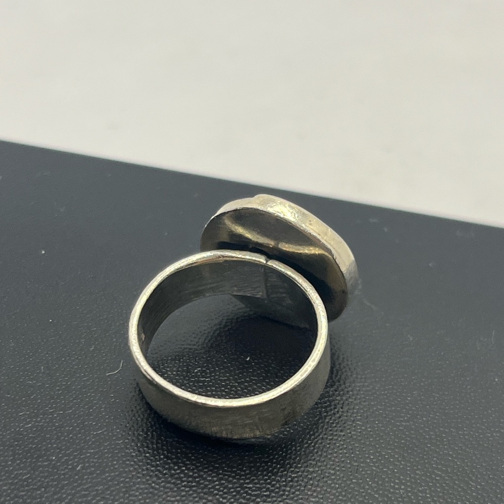 Mexico sterling silver abstract swirl circle wide band ring size 6.75 vintage - Picture 9 of 16